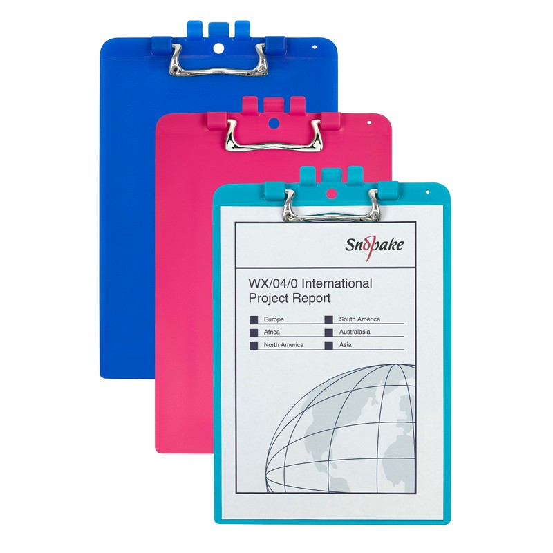Snopake A4 Turquoise Clipboard with Pen Holder, Heavy Duty Ergonomic