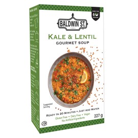 Baldwin St. Kale & Lentil Premium Soup Mix - All Natural, Vegan, Plant Based, Gluten Free, Dairy Free, Kosher, Just Add Water, Ready in 20 mins, 6 Servings minimum.
