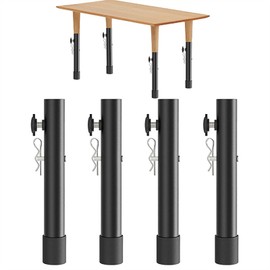 KOVNISE 4Pcs Folding Table Leg Extenders Steel Folding Table Risers Adjustable Height Furniture Risers Desk Height Extender for Straight and Bent Legs (20CM)
