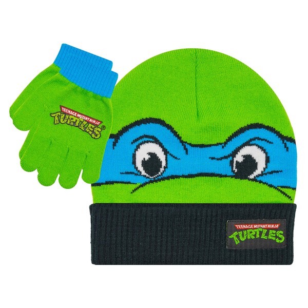 Teenage Mutant Ninja Turtles Boys Winter Hat Ages 4-12 with Winter Gloves – Boys TMNT Winter Hat and Glove Set