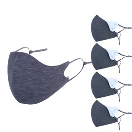 Feather Store Brand Washable Fashionable Mask, Autumn and Winter Mask, Plain Mask, Fashion Mask, Easy to Breathe and Not Stuffy, Medium Thick Warm Fabric, Ear Cord Adjuster Included, Set of 4, 6