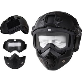 Airsoft Helmet and Mask Removable Anti-Fog Goggles with Front NVG Mount and Side Rails, CS Games Role Playing and Other Outdoor Activities Best Choice