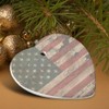 Rustic American USA Flag Distressed Heart-Shaped Porcelain Holiday Christmas Tree