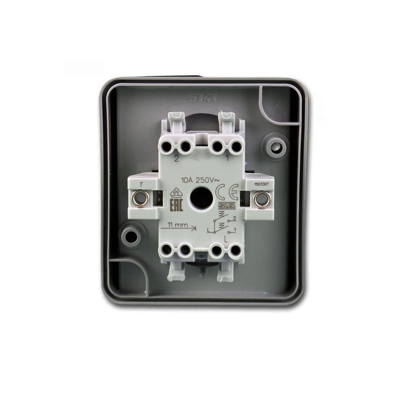 Fontana Grey Double Switch 250 V/10 A, AP, IP44
