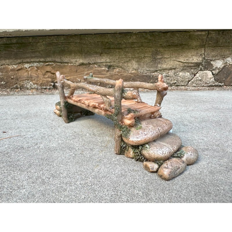Mokoboho Fairy Garden Bridge, Acrylic, Stone and Log Design, 7.5"