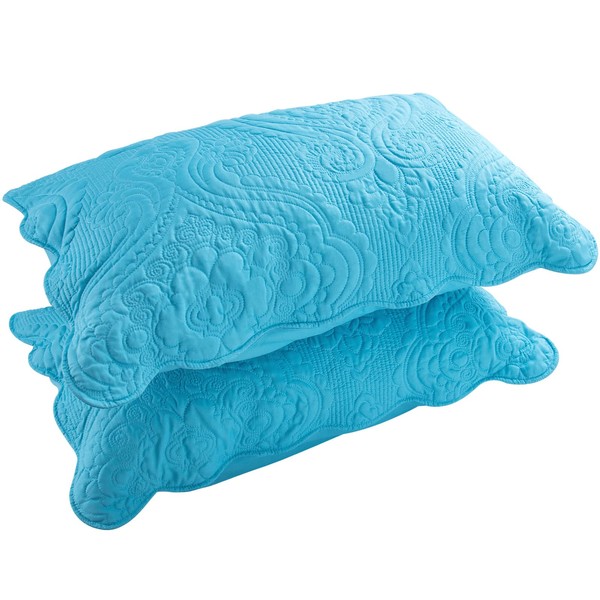 BOSOWOS Quilted Pillow Shams Set of 2, Decorative Microfiber Standard