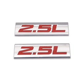 AxleZx - 2 pegatinas de metal chapado en cromo de 2,5 L con logotipo de coche de alta calidad 3D de 2,5 V4 para guardabarros de puerta (2,5 L, plateado y rojo)