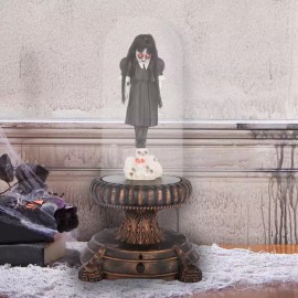 Haunted Living Gemmy Haunted Living LED 12" Talking Animated Ghoul Dead Girl Skulls in Cloche