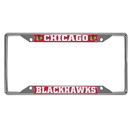 FANMATS 14790 Chicago Blackhawks Chrome Metal License Plate Frame, Team Colors, 6.25in x 12.25in