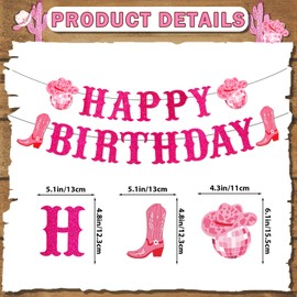 Cowgirl Happy Birthday Banner Cowgirl Birthday Party Decorations with Birthday Banner Cowgirl Rodeo Hanging Swirls for Cowgirl Party Decorations