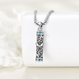 URONE Urn Necklace for Ashes 925 Sterling Silver Cylinder Memorial Pendant for Lovers Cremation Jewellery, No Gemstone