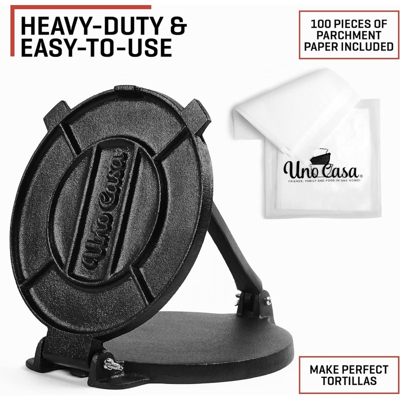 Uno Casa Cast Iron Tortilla Press 8 Inch - Tortilla