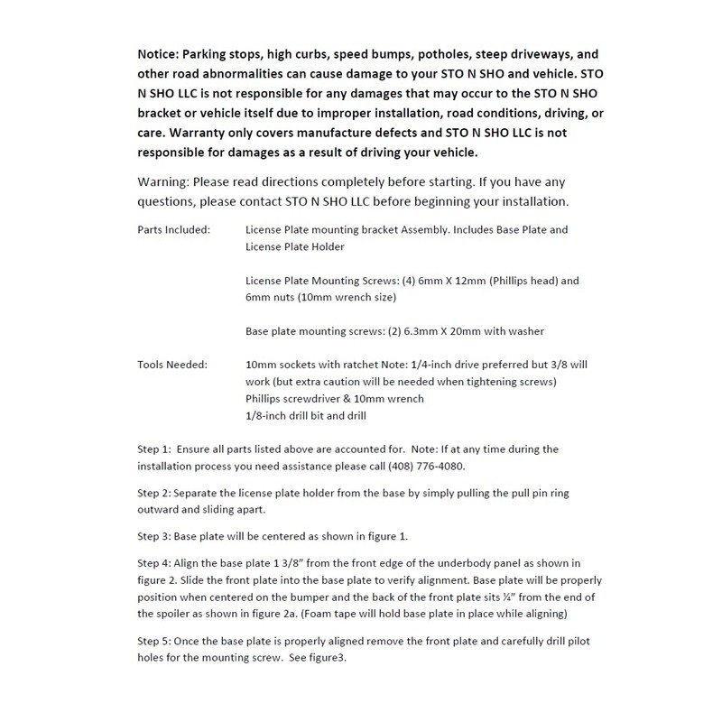 STO N SHO Front License Plate Bracket Compatible with 2020-2023