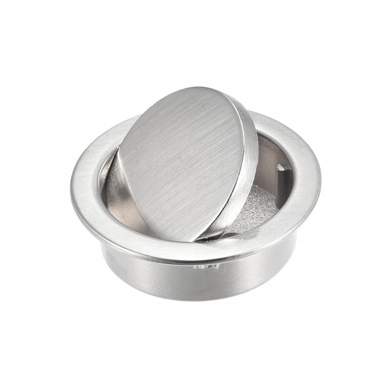 uxcell Finger Flush Pull Handle Outer Dia. 42mm/1.65" Brushed Silver