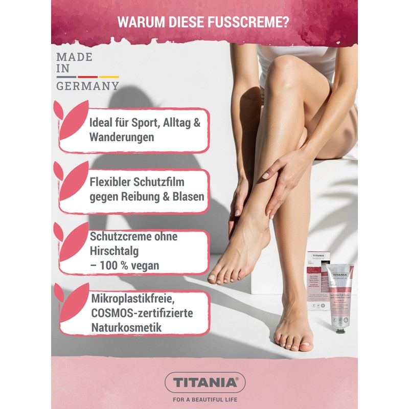 TITANIA Sport Active Foot Cream Nourishing & Protective for Friction