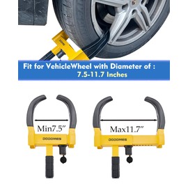 Dodomes Universal Wheel Lock Heavy Duty Security Tires Lock Trailer Wheel Clamp Lock Anti Theft for Car Trailers SUV Boat ATV's Motorcycle Golf Cart 2 Packs with 6 Alike Keys