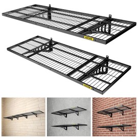 Aecxm 2 Pack-1.64x4ft Wall Garage Storage Shelf, Adjustable Sliding Rail Design Garage Wall Shelf, for Tool Room, Storage Garage Wall Storage Shelf (Black)