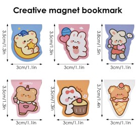 Colexy Pack of 6 Magnetic Bookmarks, Magnetic Bookmarks with Animal Design, Magnetic Bookmark for Children, Cute Bookmark for Students, Teachers, Book Lovers, Rabbit and Bear Design