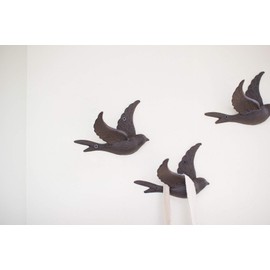 Kalalou CYB1262 CAST IRON FLYING BIRD WALL HOOK,Dark Grey,6.4"L x 3.9"W x 0.67"H