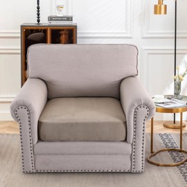 H.VERSAILTEX Stretch Couch Cushion Covers Replacement Sofa Cushion Covers Suede Soft Seat Cover Elastic Furniture Protector for Pets, (1 Piece Armchair Cushion Covers, Sand)