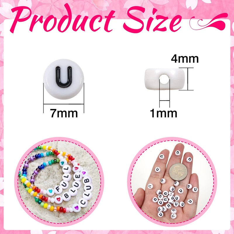 TOAOB 100pcs Vowel Letter Beads 4x7mm White Acrylic Alphabet Beads