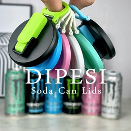 DIPESI 4 Pack Soda Can Lids with Straws,Inspired by Energy Drink Can Colors – Fits fit Standard 12oz/16oz Cans