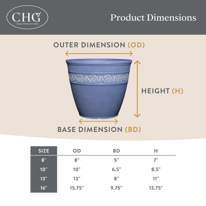 Classic Home and Garden Corinthian Resin Planter Pot - Outdoor