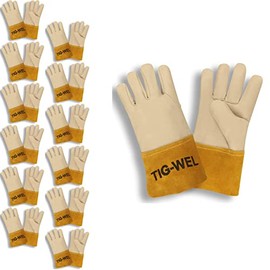 Cordova 8130M Premium Grain Cowhide Mig-Tig Gloves, 4-Inch Russet Split Gauntlet, Aramid Sewn, Medium, 12-Pack Bulk Mig-Tig Welding Gloves