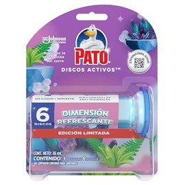 Pato Discos Activos Gel Limpiador Para Sanitarios, Edición Limitada Dimensión Refrescante, 1 Aplicador y 6 Discos, 36 g