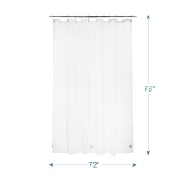 AmazerBath 2 Pack Clear Shower Curtain Liners, 72 x 78 Inches PEVA 3G Plastic Shower Curtains with Heavy Duty Stones and 12 Grommet Holes, Extra Long Waterproof Plastic Liners- Clear