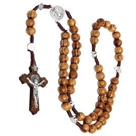 Catholic Rosary, Catholic Cross Rosary Necklace, Prayer Chain with Medal Cross Christ Saint Benedict, for Catholic Christians, Religious Communion, Baptism, Mass, Bible