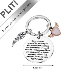 PLITI in Memory of Husband/Wife Gifts Sympathy Keychain with Angel Wing Keychain I was Supposed to Spend The Rest of My Life with You Memorial Gifts for Loss of Loved One (I was supposed)