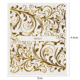 Set of 20 Lace Flowers 3D Nail Stickers, Nail Art, Nail Stickers, Just Stick 3D Nail Art, Gold, Gold