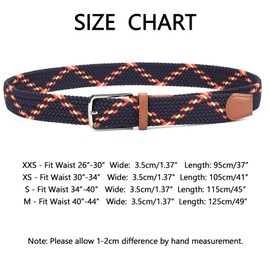 QAZSE Elastic Golf Belts for Men 1.37" Wide Mixed Color Causal Stretchable Woven Belts for Women Orange Blue 41" Long