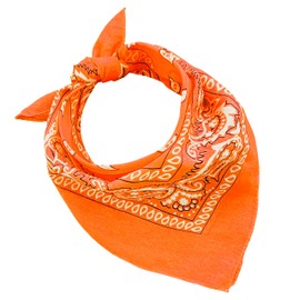 JOPHY & CO. 100% Cotton Bandanas for Women Men Children Unisex with Paisley Pattern Headwear Scarf for Hair/Neck/Wrist/Head COD.644, Orange Paisley