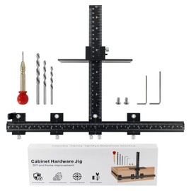Cabinet Hardware Jig，Aluminum Cabinet Hardware Handle Jig Tool for Handles Pulls Knobs，Woodworking Drilling Hole Doweling Guide Punch Locator for Installation Handles Knob on Drawer Door Pulls