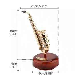 Musiin Rotating saxophone music box creative retro desktop ornament simulation model (gold)