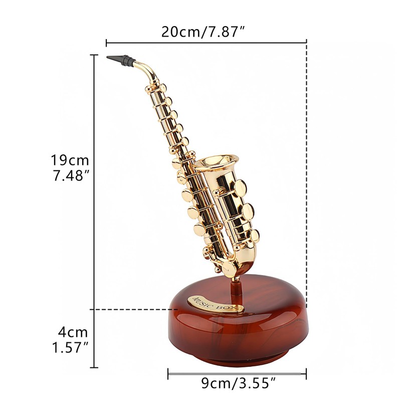 Musiin Rotating saxophone music box creative retro desktop ornament simulation