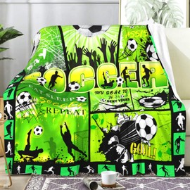Soccer Blanket Gifts for Soccer Lovers,Soft Warm Flannel Soccer Blankets and Throws Soccer Team Christmas Birthday Soccer Gifts for Boys Girls Adults 50"x40"
