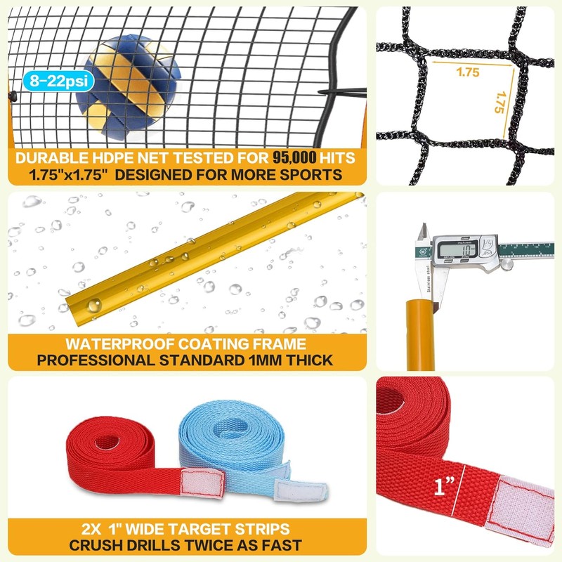 Volleyball Rebounder Net 7x4 Ft, 5-Angle Adjustable Rebounder Net for