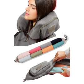 TRAVELLERO Fillable Neck Pillow, Travel Pillow Bag, Neck Pillow Aeroplane, Neck Roll, Travel Essentials, Neck Pillow, Travel Pillow, Travel Pillow, Medium Grey