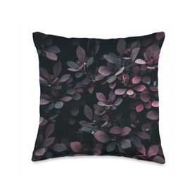 Deep Purple Barberry Foliage Pattern – Elegant Nature Throw Pillow