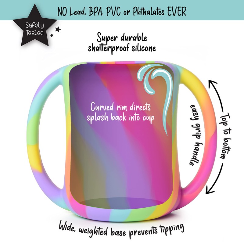 PrimaStella Silicone Baby & Toddler Training Cup with Handles (Rainbow