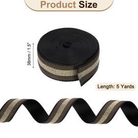 sourcing map 5 Yards Nylon Webbing Strap, 1 3/8-inch(38mm) Striped Webbing Straps Nylon Heavy Duty Webbing Strap Nylon Strap Belt for Backpack Crafts, Brown