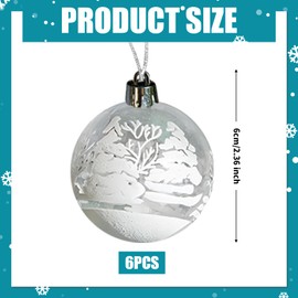 BRTNUP Christmas Baubles 6cm White Snow Scene Christmas Ball Ornaments Christmas Tree Decorations Hanging Baubles Xmas Party Decoration