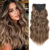 Clip in Hair Extensions for Women, 6PCS Long Wavy Curly