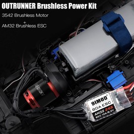 Outrunner Brushless Sensorless Motor ESC Combo, AM32 80A Brushless RC ESC Kit for Axial SCX10 TRX-4 TRX-6 RC Crawler Truck Off-Road Car, 1/8 1/10 Scale w/USB Linker Speed Control Programming