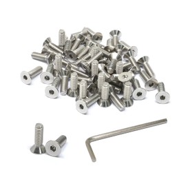 iexcell 50 Pcs 1/4-20 x 3/4" Stainless Steel 304 Hex Socket Flat Head Cap Screws Bolts Kit