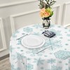 Pfrewn Christmas Turquoise Snowflakes Round Tablecloth Winter Snowman Table Cloth
