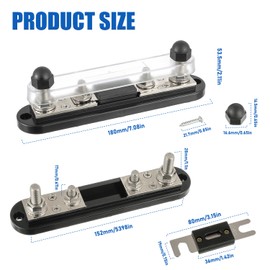 BOJACK ANL Fuse Holder with 500 Amp ANL Fuse, ANL Fuse Block with 2 Pieces 500A ANL Fuse, M10 Stud Terminals Maximum Current 750A, for Trucks, Cars, Ships, etc.